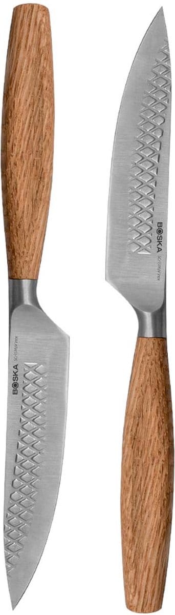 Boska Steakmessen / Steakmessenset Oslo+ - 2 Stuks - RVS - Voor vlees en vega - Non-stick - Europees eikenhout