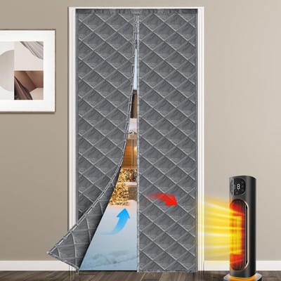 Magnetisch Deurgordijn - Isolerende Hoes - Tocht Buiten Houden - Automatische Sluiting - 86 x 203 cm - Grijs