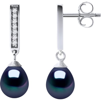 Oorbellen Dangle zoetwater parels 6-7mm Black Peren Sieraden 925