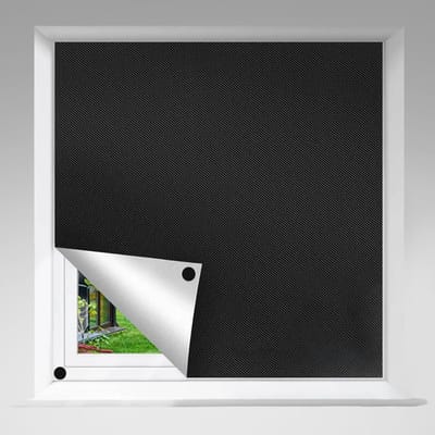 HEZIVO® Verduisteringsdoek - Zonwering Raam - 100% Verduisterend Raamfolie - Zonwerend en Isolerend - Klittenband - 200 x 145 cm