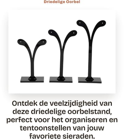 Dailygoods- Oorbelstandaard Driedelig - Sieradenorganizer - Sieradenrek - Oorbellenhouder - Decoratieve opslag - Hoge stabiliteit - Sieradenhouder