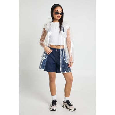 boohoo Dames Transparante Festival Regenjas Met Contrasterende Bies | Wit | Maat: Small/Medium