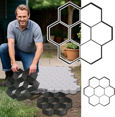 Betonvorm Doe-het-zelf - Plavuizen mal - Tuinpad Maken - Herbruikbaar Sjabloon - 2 Stuks - Zwart