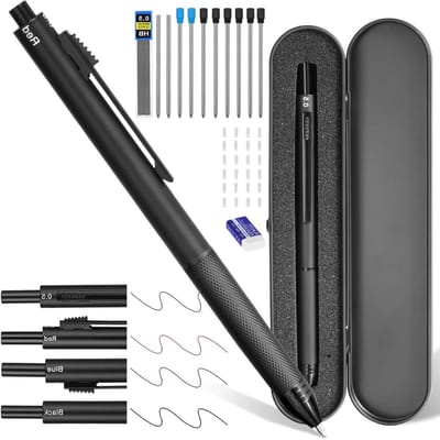 Multifunctionele 4-in-1 Pen met Gravity Sensor, 0.5mm Balpen en Mechanisch Potlood, Inclusief 38 Stukken, Navullingen en Metaal Etui voor Creatieve Projecten