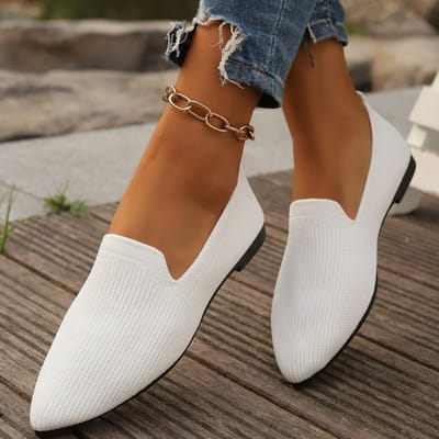 Dames Loafers Puntige Neus Effen Kleur Mesh Ademende Damesschoenen Casual Ondiepe Mond Slip-On Lichtgewicht Dames Platte Schoenen 40 brown