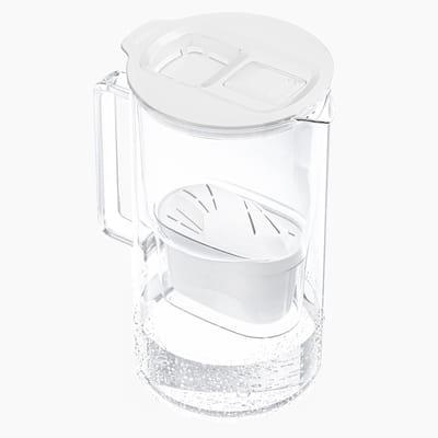 Wessper 2L glazen waterfilterkan filterslijtage-indicator, compatibel met Brita Maxtra, Maxtra+ en + filters. - Wit