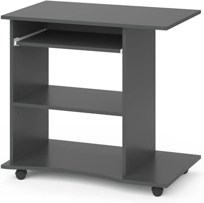 Compacte Laptoptafel op Wielen in Antraciet - Flexibel en Verstelbaar Bureau