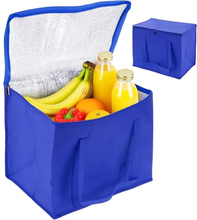 2-pack geïsoleerde boodschappentassen, 30L koeltassen met ritssluiting voor winkelen, kamperen en picknicks, ideaal voor voedselbezorging en koeltransport