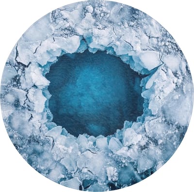 Badmat rond 70x70 cm - Antislip - Ijs - Blauw - Natuur - Badmatten voor badkamer - Badkamermat - Douchemat - Ronde badkamer mat