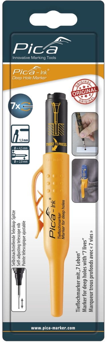 Pica Markeerstift 150/46 voor diepe gaten - permanent - Zwart