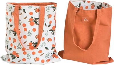 Dubbelzijdige katoenen en canvas tas, herbruikbare stoffen tas, schoudertas voor vrouwen en kinderen, ideaal voor boodschappen en dagelijks gebruik