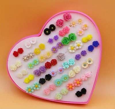 36 Paar Oorbellen Set – Kleurrijke Bloemen & Roosjes – Stud Oorbellen – Dames & Meisjes – Cadeauset