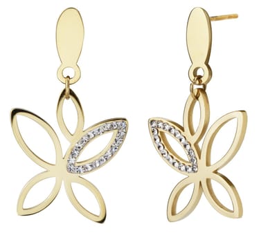 Traveller Oorbellen - Oorhangers - Dames - Goudkleurig - Edelstaal - Kristal - Preciosa Crystals - Vlinder - Verguld - 182060