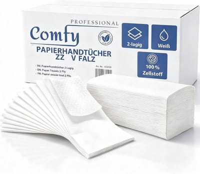 Papieren Handdoeken - Vouwhanddoeken - Hygiënisch Drogen - ZZ/V-vouw - 24 x 21 cm - Wit