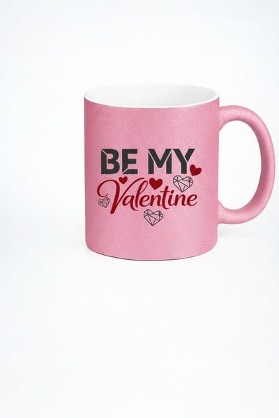 Valentijn Mok Roze Glitter - Be My Valentine - Romantisch Liefde Cadeau