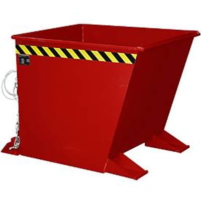 Kiepbak voor spanen SGU-RZ55, voor trolleytreinen, olie- en waterdicht, 550 l, RAL 3000 rood