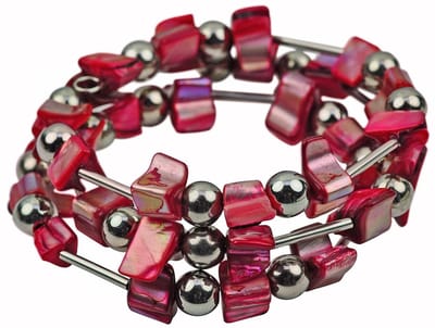 Parelmoeren armband Wrap Shell Red - parelmoer - rood - zilver - wikkelarmband - luxe sieraden zakje - rood armband - armband dames