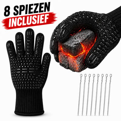 Origineel Keukenvriend © BBQ Handschoenen met spiezen - bbq accessoires - Bescherming to 800°C - kamado accessoires - Ovenhandschoenen (2 stuks) - Barbeque handschoenen - Grill handschoenen - Keukenhandschoenen- Barbecue handschoenen
