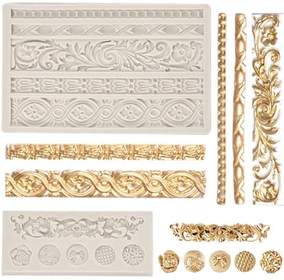 Dailygoods- Fondant Mal 2-Pack - Siliconen Mal - 3D Barok Ontwerp - Cake Decoreren - Snoepwinkels - Handwerk Productie - Cakevorm