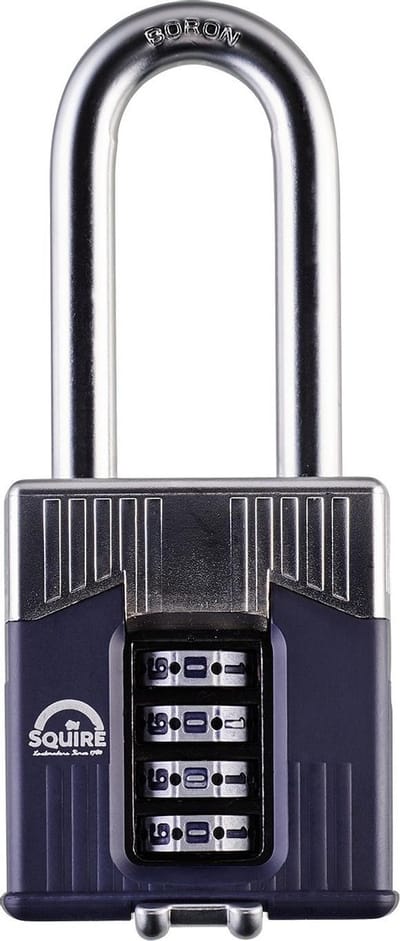 Squire Warrior Combi 55/2.5 - Cijferslot - Hangslot - Sterk slot met cijfercode - Lange beugel - Weerbestendig - 55 mm