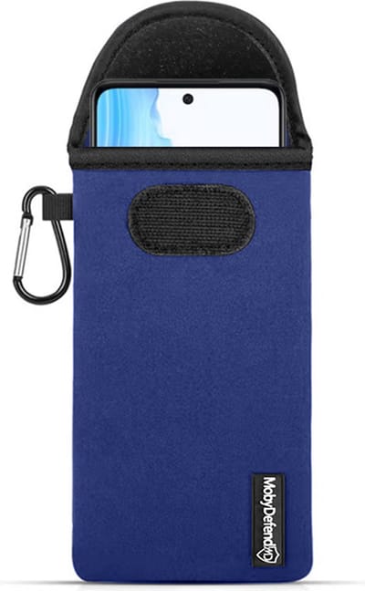 MobyDefend Hoesje - Geschikt voor Oppo A79 - Neopreen Pouch Met Karabijnhaak - Insteek - Riemlus - Blauw