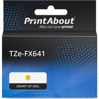 PrintAbout huismerk Tape TZe-FX641 Zwart op geel (18 mm) Geschikt voor Brother