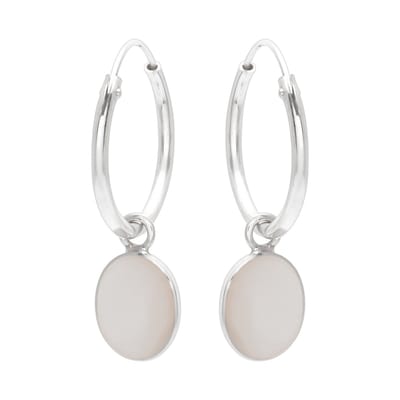 WeLoveSilver - oorringen - zilver - parelmoer hanger - elegant design