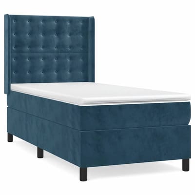 vidaXL - Boxspring - met - matras - fluweel - donkerblauw - 80x200 - cm