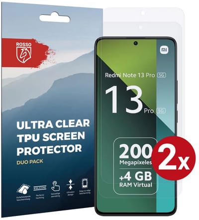 Rosso Screen Protector Ultra Clear Duo Pack Geschikt voor Xiaomi Redmi Note 13 Pro 5G / 4G / Poco M6 Pro 4G TPU Folie Case Friendly 2 Stuks