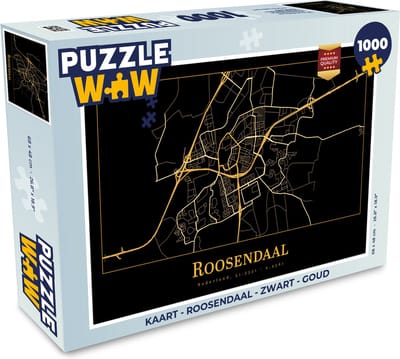 Puzzel Kaart - Roosendaal - Zwart - Goud - Legpuzzel - Puzzel 1000 stukjes volwassenen