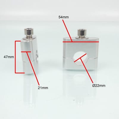 Pontet rehausse de guidon Ø22mm +H19mm en alu pour moto fixation sur le té de fourche