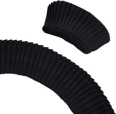 4.57m 60mm Brede Zwarte Elastische Polyester Tape met Geplooide Kant en Golvende Rand, Krullend Kant voor Poppenkleding
