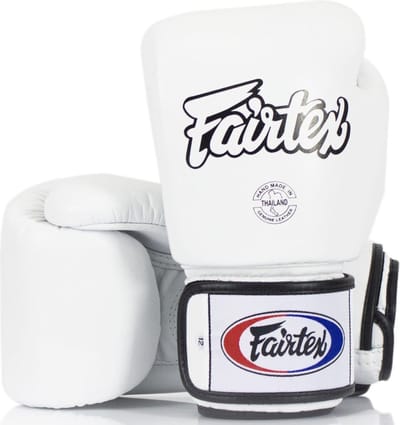 Fairtex BGV1 Muay Thai Bokshandschoenen 14 Oz – Premium Leer – Wit