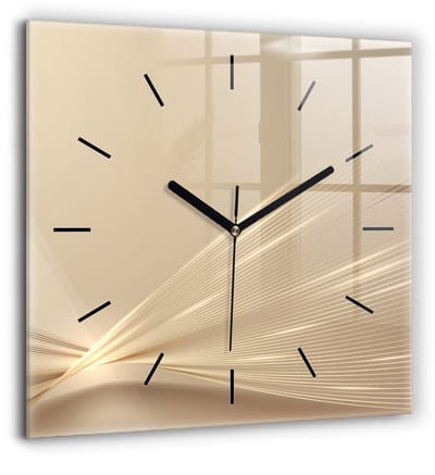 Wallfluent Wandklok - Abstract licht Unieke Wandklok - 60 cm x 60 cm - Gouden Wandklok - Zwarte Handen - Wandklok Zonder Cijfers - Wandklok Glas Woonkamer - Vierkante Glazen Wandklok - Scandinavisch Wandklok - Klok als Muurdecoratie