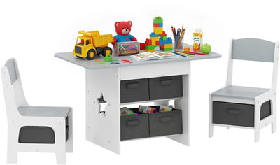 Jessi Store - Kindertafel en stoeltjes - Kinderstoel - Kinderbureau - Speeltafel - Met opbergruimte en lades - 80 x 48 x 49 cm