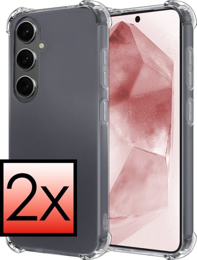 Hoesje - 2 Stuks - Geschikt voor Samsung Galaxy A55 - Sterk & Shockproof - Siliconen Case - Back Cover - Telefoon Hoes Shock Proof - Transparant