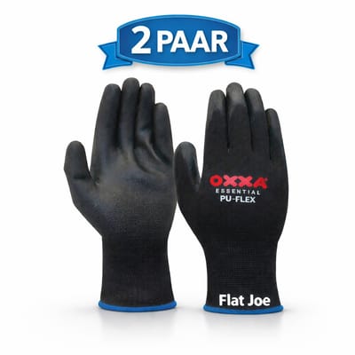 Flat Joe ® PU handschoen - zwart - maat M (8) - Set à 2 paar - PU-Flex werkhandschoenen voor in de tuin, magazijn of voor allround montagewerkzaamheden