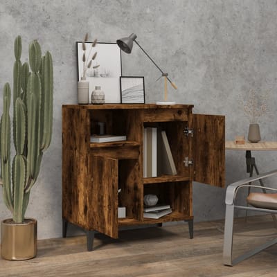 vidaXL - Dressoir - 60x35x70 - cm - bewerkt - hout - gerookt - eikenkleurig
