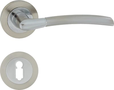 Domino® Deurkrukgarnituur PRESTO-R M6/M9 - Chroom/Nikkel - BB- gladde sleutel met Ronde Rozette - Deurbeslag van aluminium - Deurklink voor kamerdeur, kantoordeur, kelderdeur en binnendeur