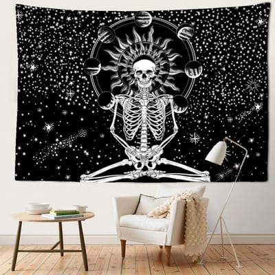 Planeet Schedel Frame Wandtapijt Wandhanger Donker Hippie Tapijten Psychedelische Hekserij Woonkamer Huisdecoratie 95x70CM