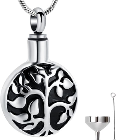 Luxe Ashanger - met Ketting (55 cm) - Voor As, Haren of Parfum - Assieraad - As Ketting - Gedenksieraad - Urn - As Hanger - Incl. As vuller en Opbergzakje - Round Tree