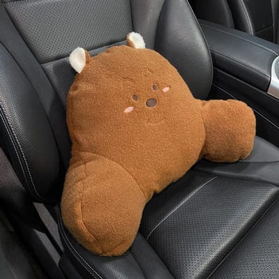 Ours en peluche de dessin animé, décoration d'intérieur de voiture, soutien lombaire, taille, oreiller de cou, oreiller appui-tête