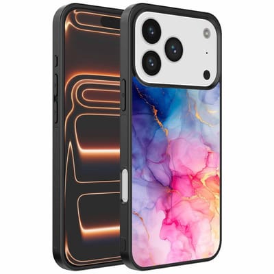 Geschikt voor iPhone 17 Pro Max Telefoonhoesje met marmeropdruk - TPU backcover case marble design - Regenboog - Smartphonica geschikt voor iPhone 17 Pro Max