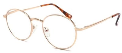 Leesbril met Blauwlichtfilter voor Heren en Dames - UV400, Veerscharnier, Metaal, Goud, Rond