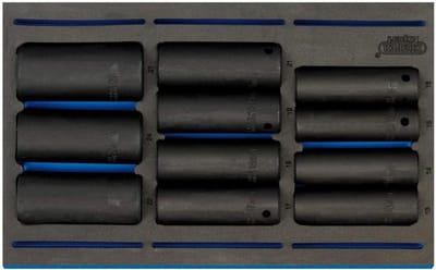 Impact Socket Set - Dopsleutel Set - Autoreparatie - Zeskant Diepe Bussen - 11 Stuks - Zwart