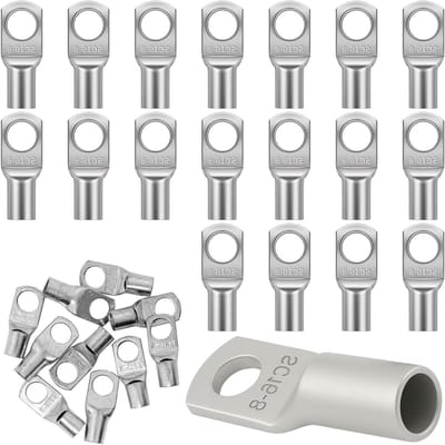 Set Buisvormige Kabelschoenen 16mm2 met M8 Oog voor Accukabels