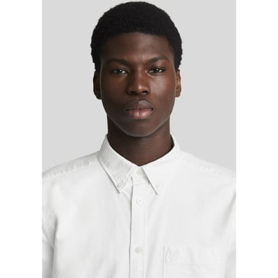 Lyle & Scott Tonal Eagle Plain Oxford Shirt White Größe: S | Business hemden Outlet | Herren | Weiß