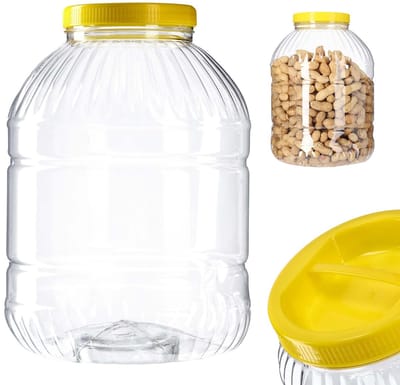 KADAX Voorraaddoos met deksel, voorraaddoos van kunststof, weckpot met handvat, plastic container voor levensmiddelen, opbergdoos keukenorganizer (rond, 5 liter)