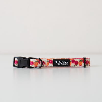 Pip & Palms - Honden Halsband Tutti Frutti - Roze - Maat XS (22–30 cm) - 1,5cm breed - Comfortabel & Stijlvol - Hondenhalsband - voor Kleine honden