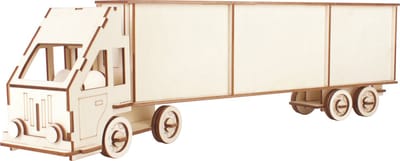 Bouwpakket 3D Puzzel van een Truck met Oplegger- hout